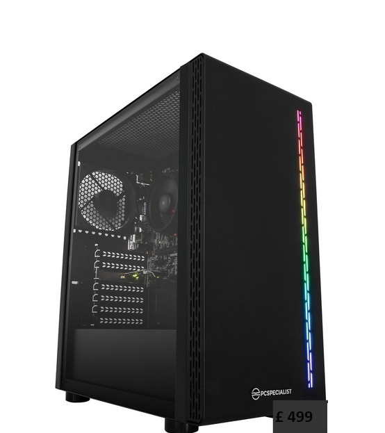PC Specialist Fusion A3G PC Gaming Desktop – AMD Ryzen 3, 8GB RAM, 512GB SSD – Black £499 post thumbnail image